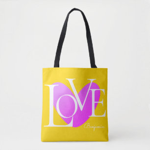 Modern Typography LOVE Text Design Tote Bag