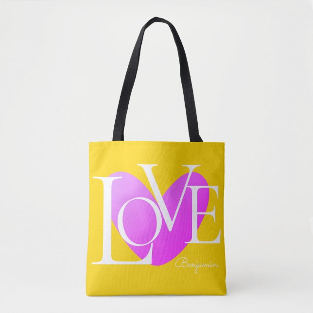 Modern Typography LOVE Text Design Tote Bag (Front)
