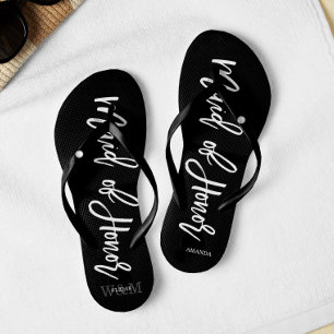 Modern Typography "Maid of Honour" Flip Flops