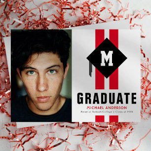 Modern Typography Male Graduation Photo Announcement