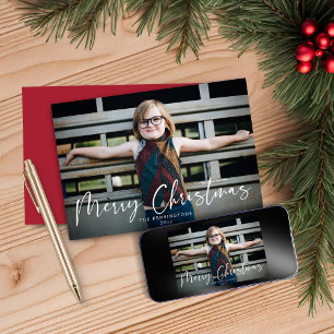 Modern Typography Merry Christmas Holiday Photo Card