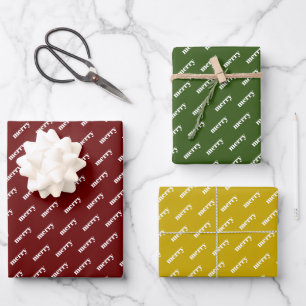 Modern Typography Merry Christmas Holiday  Wrapping Paper Sheet