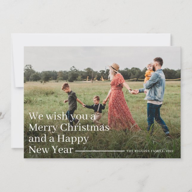 Modern typography Merry Christmas Photo Holiday  Card (Front)