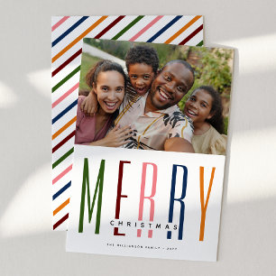 Modern Typography 'MERRY' Christmas Photo Holiday Card