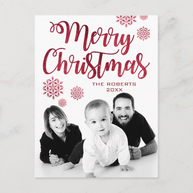 Modern Typography | Merry Christmas Script | Photo Holiday Postcard (Front)