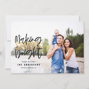 Modern typography minimal chic gold Christmas Holiday Card