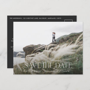 Modern typography minimal photo black and white announcement postcard