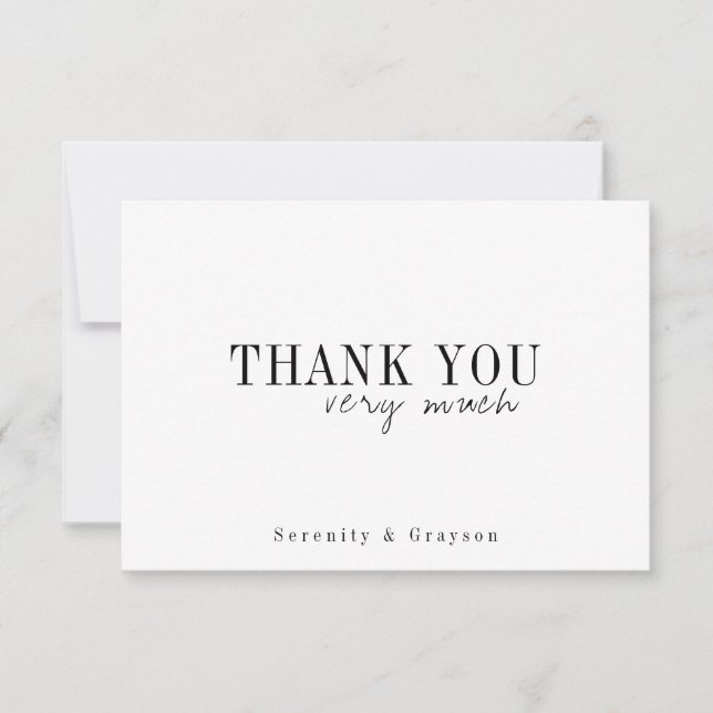 Modern typography minimalist black white thank you (Front)