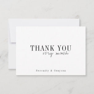 Modern typography minimalist black white thank you card