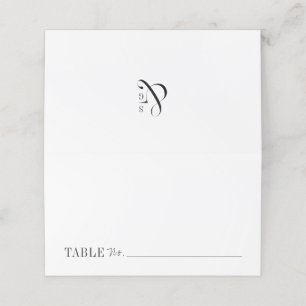 Modern typography minimalist black white wedding place card