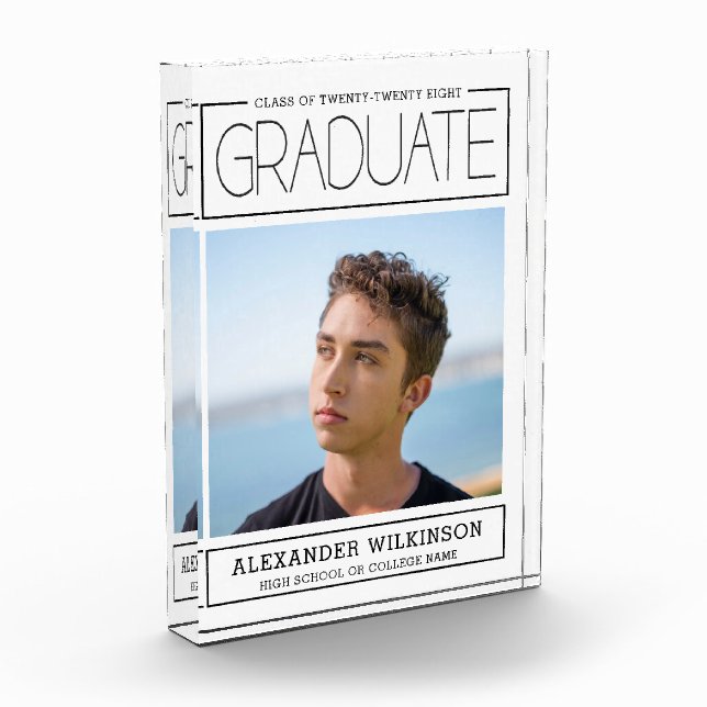 Modern Typography Minimalist Graduation Photo Block (Left)