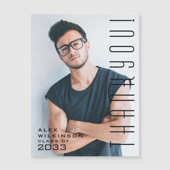 Modern Typography Minimalist Graduation Thank You (Front)