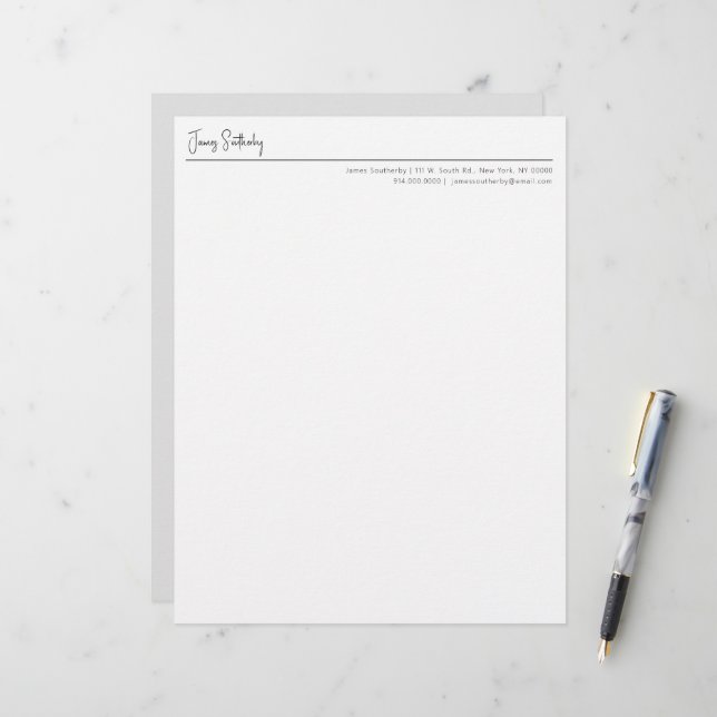 Modern Typography Minimalist Masculine Stationery (Front/Back In Situ)