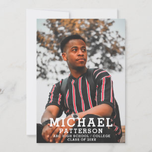 Modern Typography Minimalist Photo Graduation Invitation