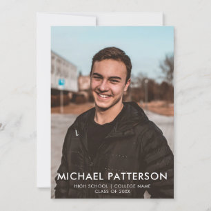 Modern Typography Minimalist Photo Graduation Invitation