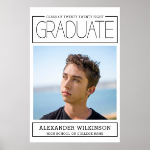 Modern Typography Minimalist Photo Graduation Poster