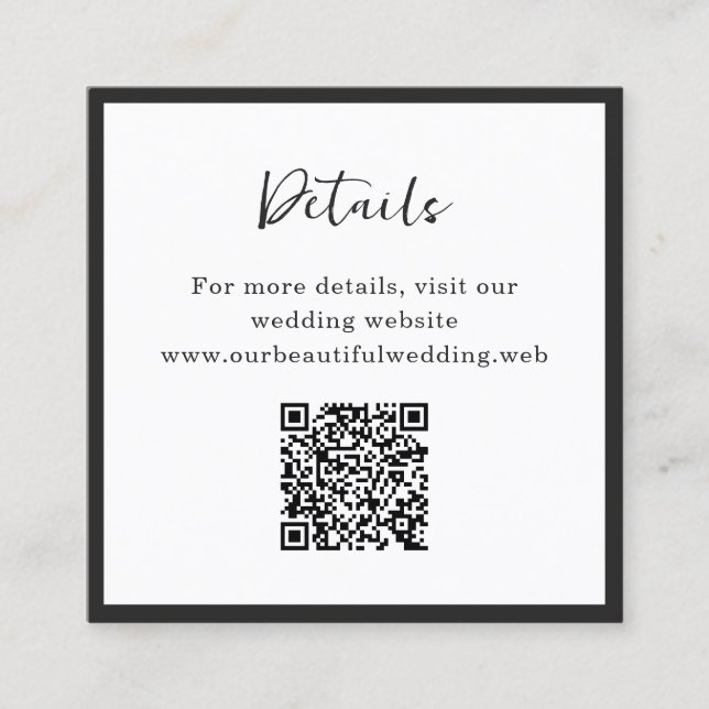 Modern Typography Minimalist QR Code Wedding Enclosure Card (Front)