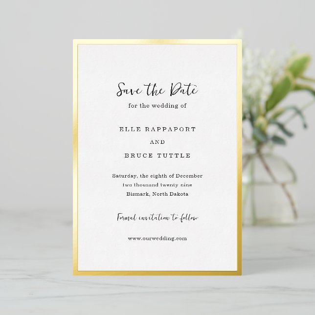 Modern Typography Minimalist Wedding Save the Date (Standing Front)