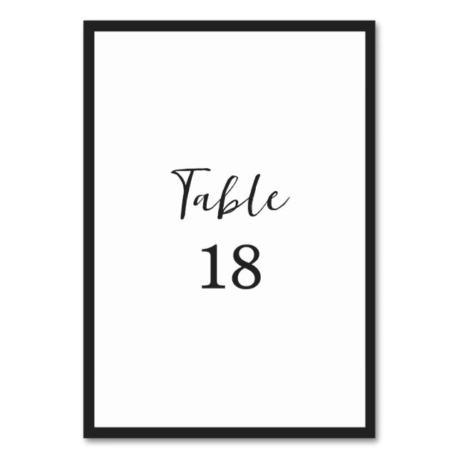 Modern Typography Minimalist Wedding Table Number (Front)