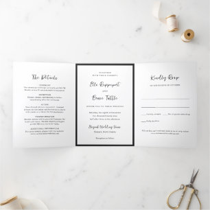 Modern Typography Minimalist Wedding Tri-Fold Invitation