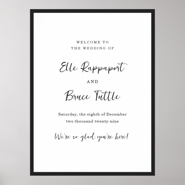 Modern Typography Minimalist Wedding Welcome Sign (Front)