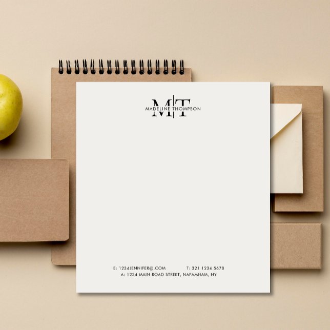 Modern Typography Monogram Black White Business Notepad (Creator Uploaded)