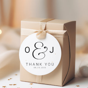 Modern typography monogram wedding thank you  classic round sticker