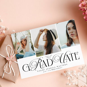 Modern Typography Multi Photo Elegant Graduation Invitation