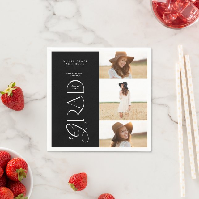 Modern typography multi photo graduate welcome napkin (Insitu)