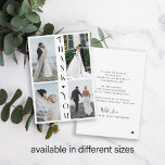 Modern typography multi photo wedding thank you card<br><div class="desc">Simple minimalist trendy typography personalised wedding thank you BUDGET affordable MINI SIZE note card with four photos,  your custom text,  and signature (envelope included).</div>