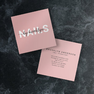 Modern Typography Nail Artist  Square Business Card