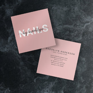 Modern Typography Nail Artist Square Business Card