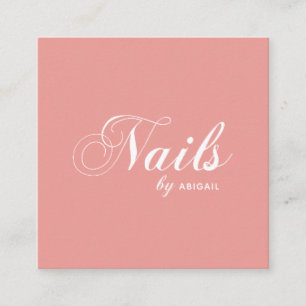 Modern Typography Nails By "Name" QR Code Coral Square Business Card