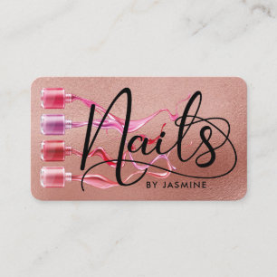 Modern Typography Nails Rose Gold Foil  Business Card