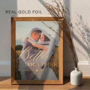 Modern typography names wedding photo gold foil prints