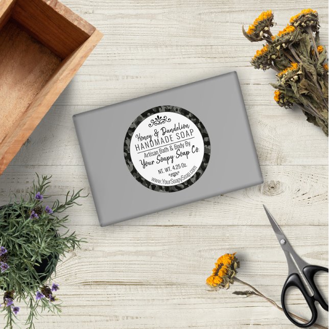 Modern Typography Night Camouflage Men's Soap Classic Round Sticker (Creator Uploaded)