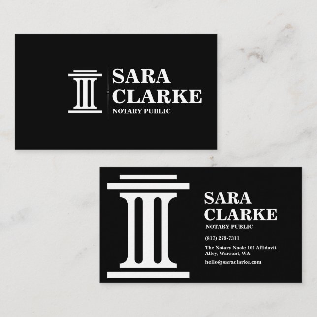 modern typography notary business cards (Front/Back)