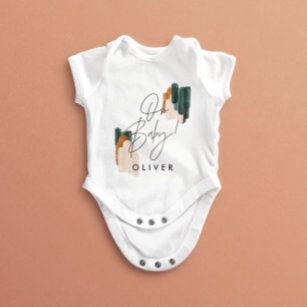 Modern typography Oh baby shower party gift Baby B Baby Bodysuit