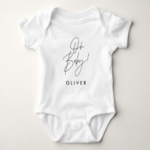 Modern typography Oh baby shower party gift Bodysuit