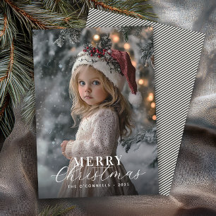 Modern Typography One Photo Merry Christmas Holiday Card