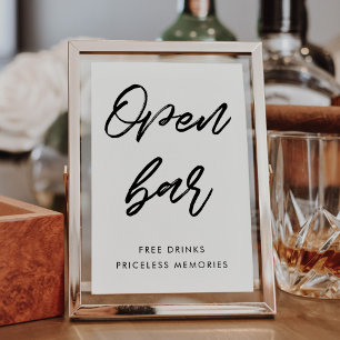 Modern typography Open bar wedding sign