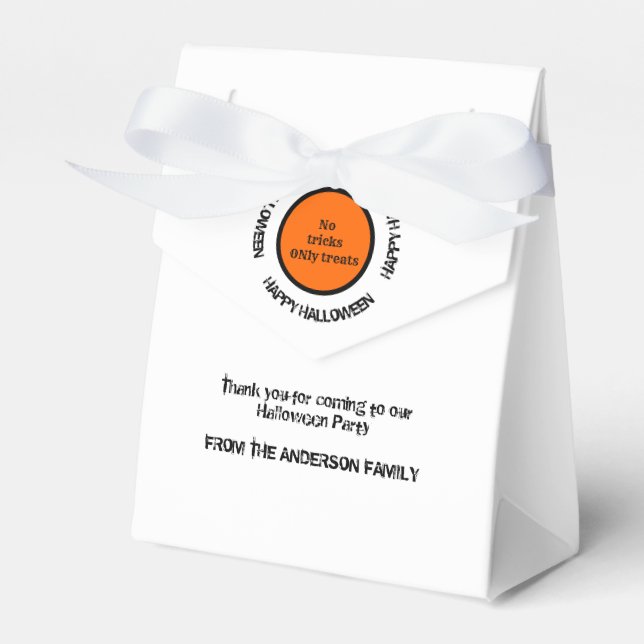 Modern Typography Orange Black Happy Halloween Favour Box (Front Side)