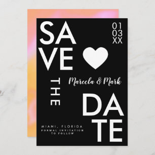 Modern Typography Orange Pink Save The Dates Card