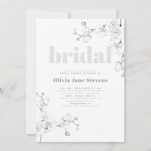Modern Typography Orchids Floral Bridal Shower Invitation