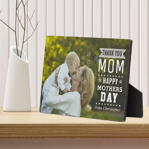 Modern Typography Overlay Happy Mother's Day Photo Plaque