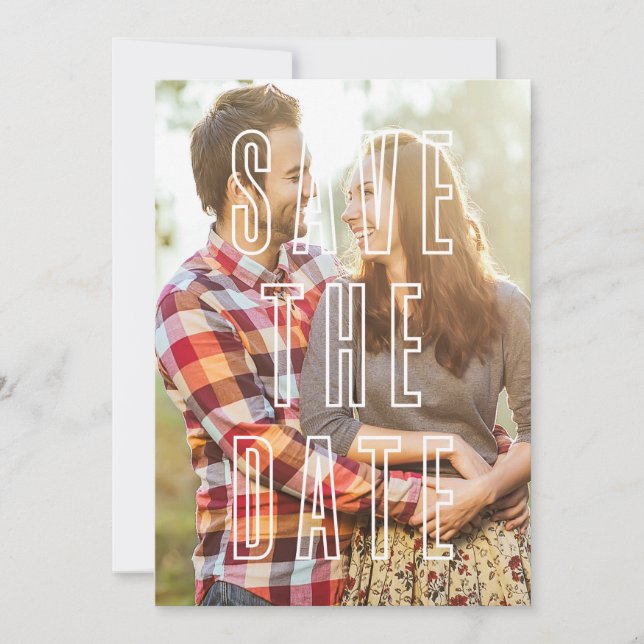 Modern Typography Overlay Photo Save the Date (Front)
