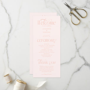 Modern Typography Peach Wedding Program Programme