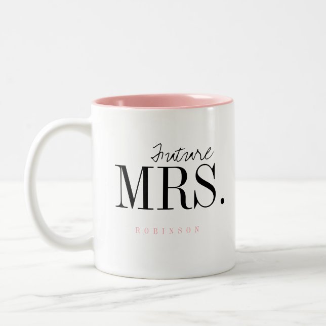 Modern Typography Personalised Future Mrs Mug (Left)