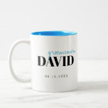 Modern Typography Personalised Groomsmen Mug<br><div class="desc">Elegant modern minimalist typography groomsmen and personalised name in black and blue,  simple and unique. Great groomsmen gifts for Bachelor Party. 
Customise the mug and text colour with your choice.</div>