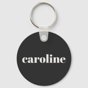 Modern Typography Personalised Name Black White Key Ring
